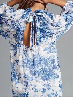 Maeve Women's Blue and White Blouse